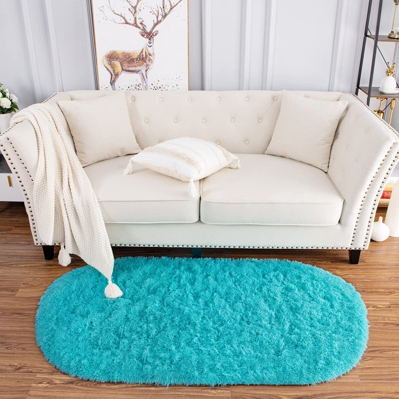 Noahas Ultra Soft Fluffy Bedroom Rugs Kids Room Carpet Modern Shaggy Area Rugs Home Decor 2.6' X 5.3', Teal Blue - Image 2